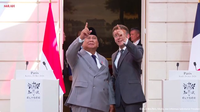 Prabowo dan Macron Dukung Kemerdekaan Palestina di Istana Elysee