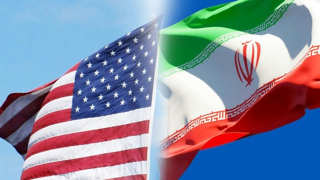 Kolase bendera AS dan Iran