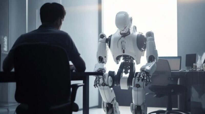 Ilustrasi robot dan manusia bekerja bersama